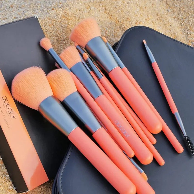 pink makeup brush set