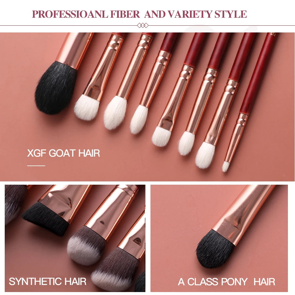 Professional Face Makeup Brushes - Burgundy Red