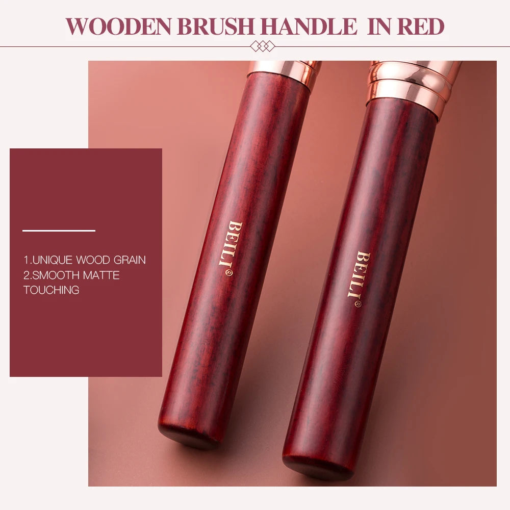 Professional Face Makeup Brushes - Burgundy Red