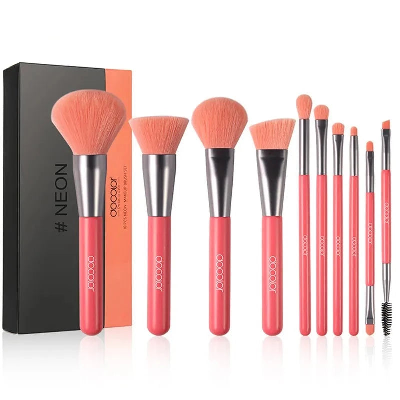 pink makeup brush set