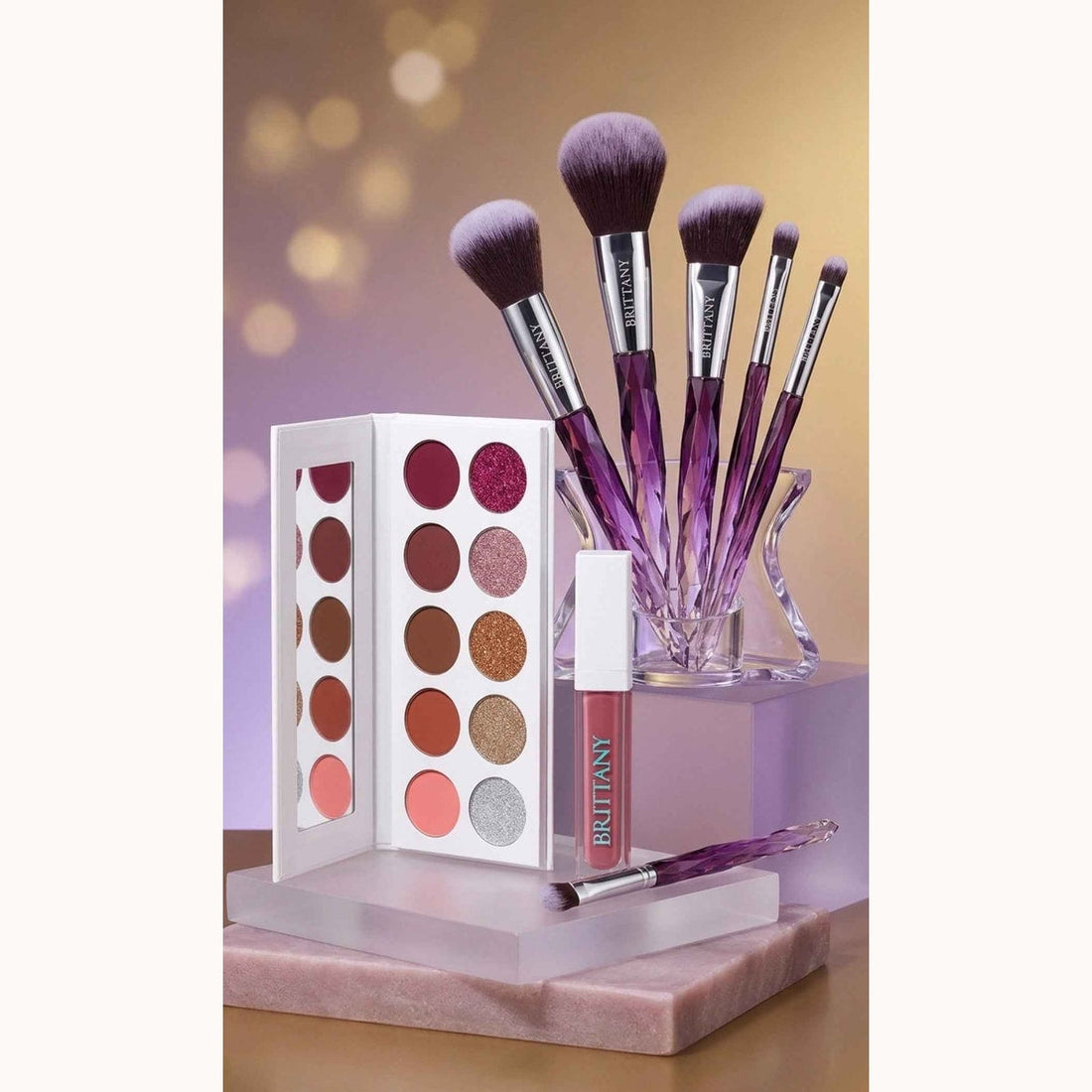 Brittany Cosmetics Crystal Party Kit – glamorous crystal-handled makeup brush set