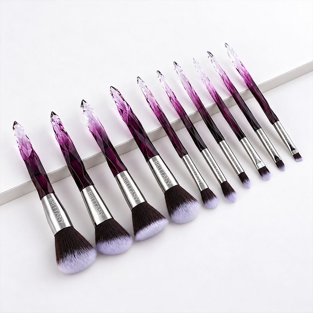 Pink Crystal Makeup Brush Set - Elevate Your Beauty Routine with Crystal Elegance