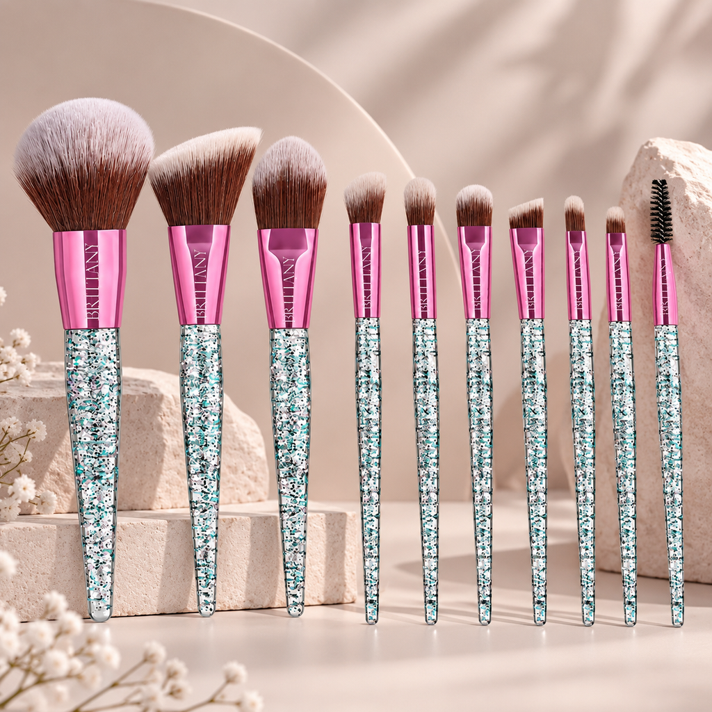 Glowy 'n' Glam Makeup Brush Set: Achieve Effortless Radiance with Brittany's 10-Piece Brush Collection