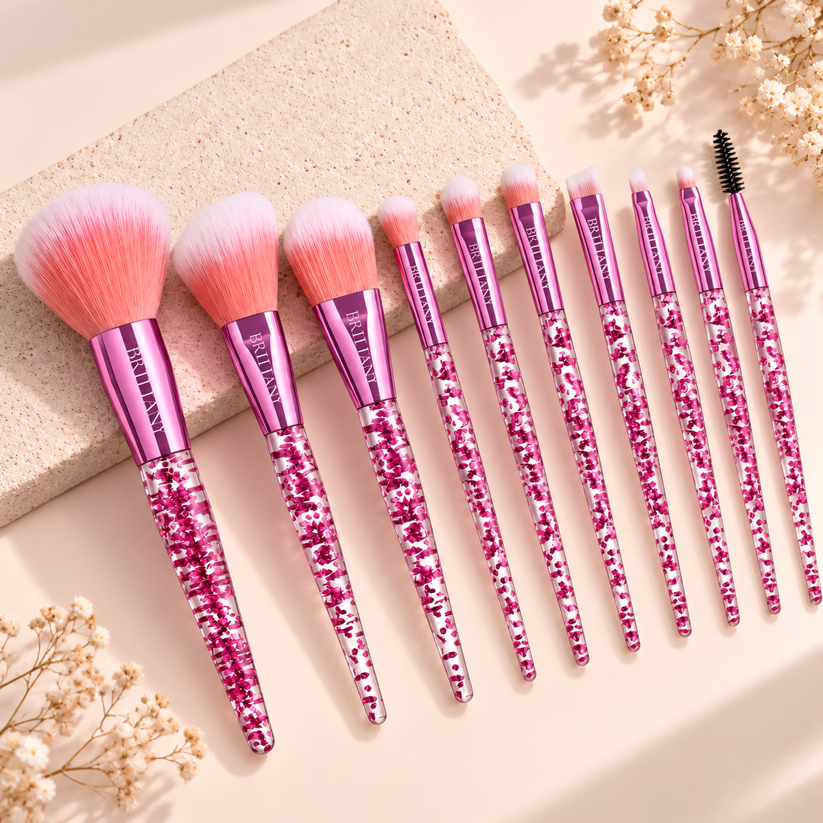 Brittany Glowy ‘n’ Glam Makeup Brush Set - Ruby Edition for Flawless Finishing