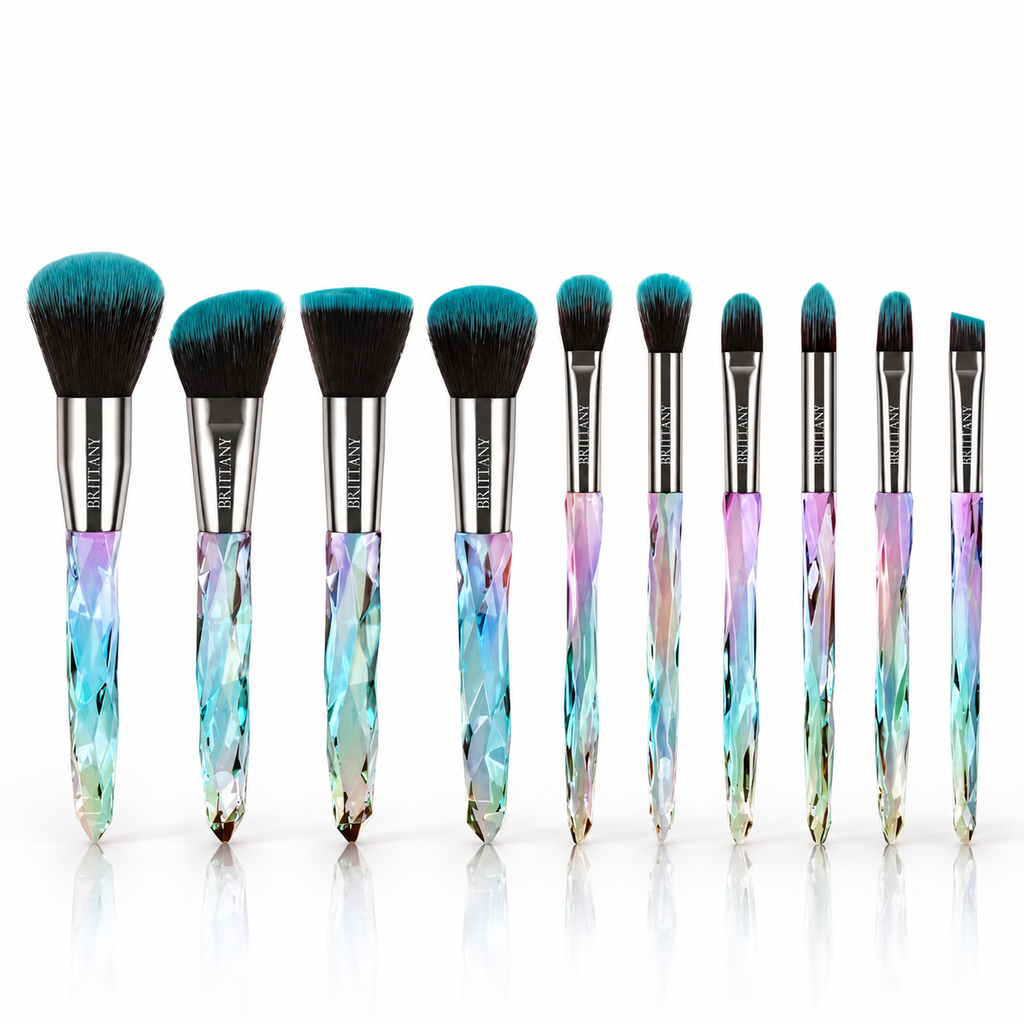 Blue Crystal Makeup Brush Set - Elevate Your Beauty Routine with Flawless Precision