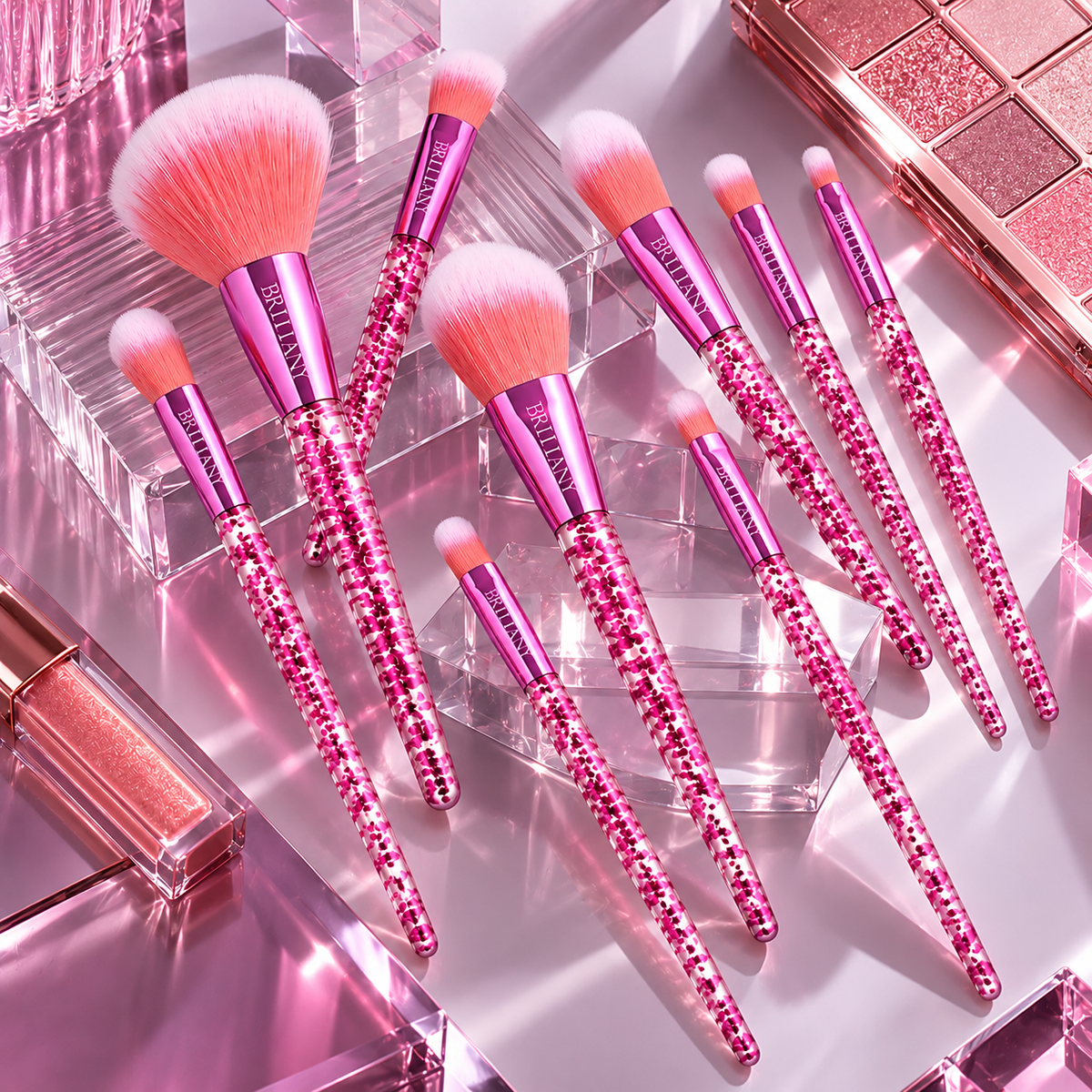 Brittany Glowy ‘n’ Glam Makeup Brush Set - Ruby Edition for Flawless Finishing