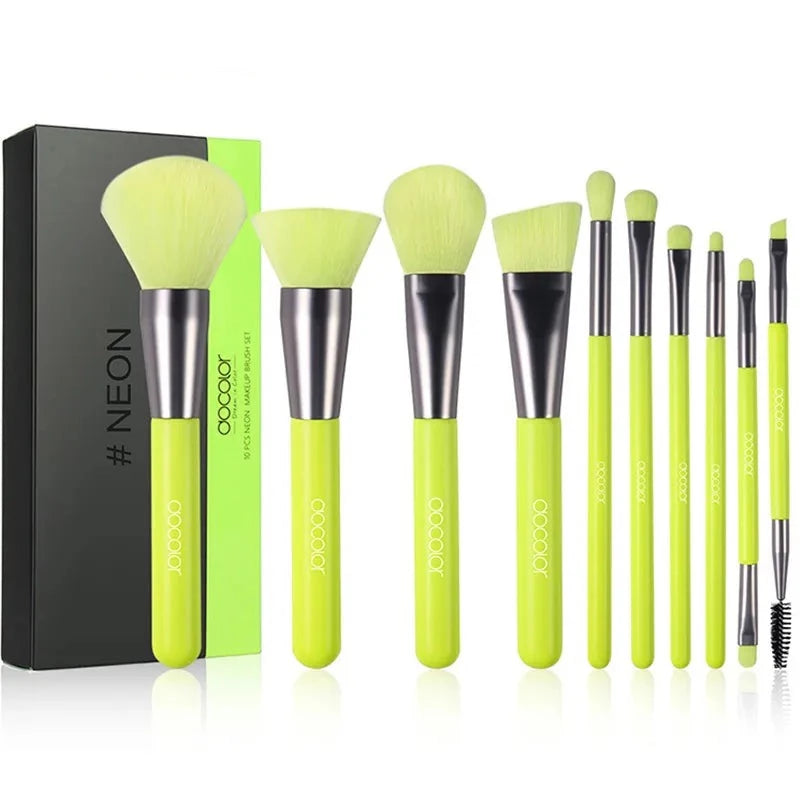 neon makeup brush set
